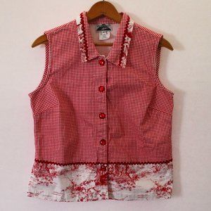 Vintage Lindsey‎ Scott Sport Red Gingham Collared Shirt Size Medium